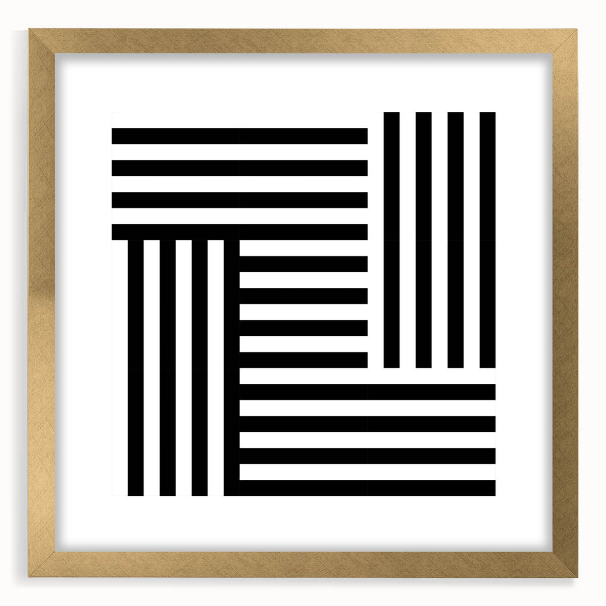 Modern Geometric Abstract Wall Art - Black and White Line Art