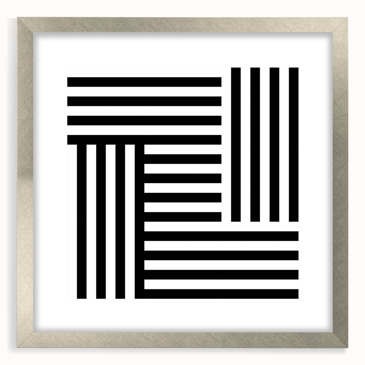 Modern Geometric Abstract Wall Art - Black and White Line Art