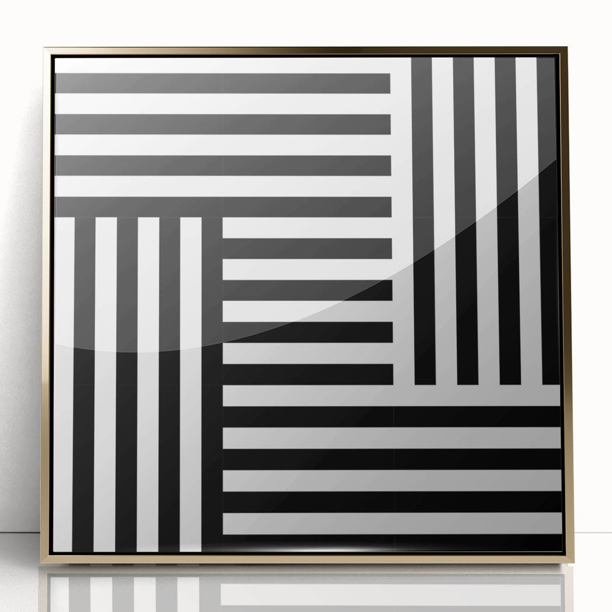 Modern Geometric Abstract Wall Art - Black and White Line Art