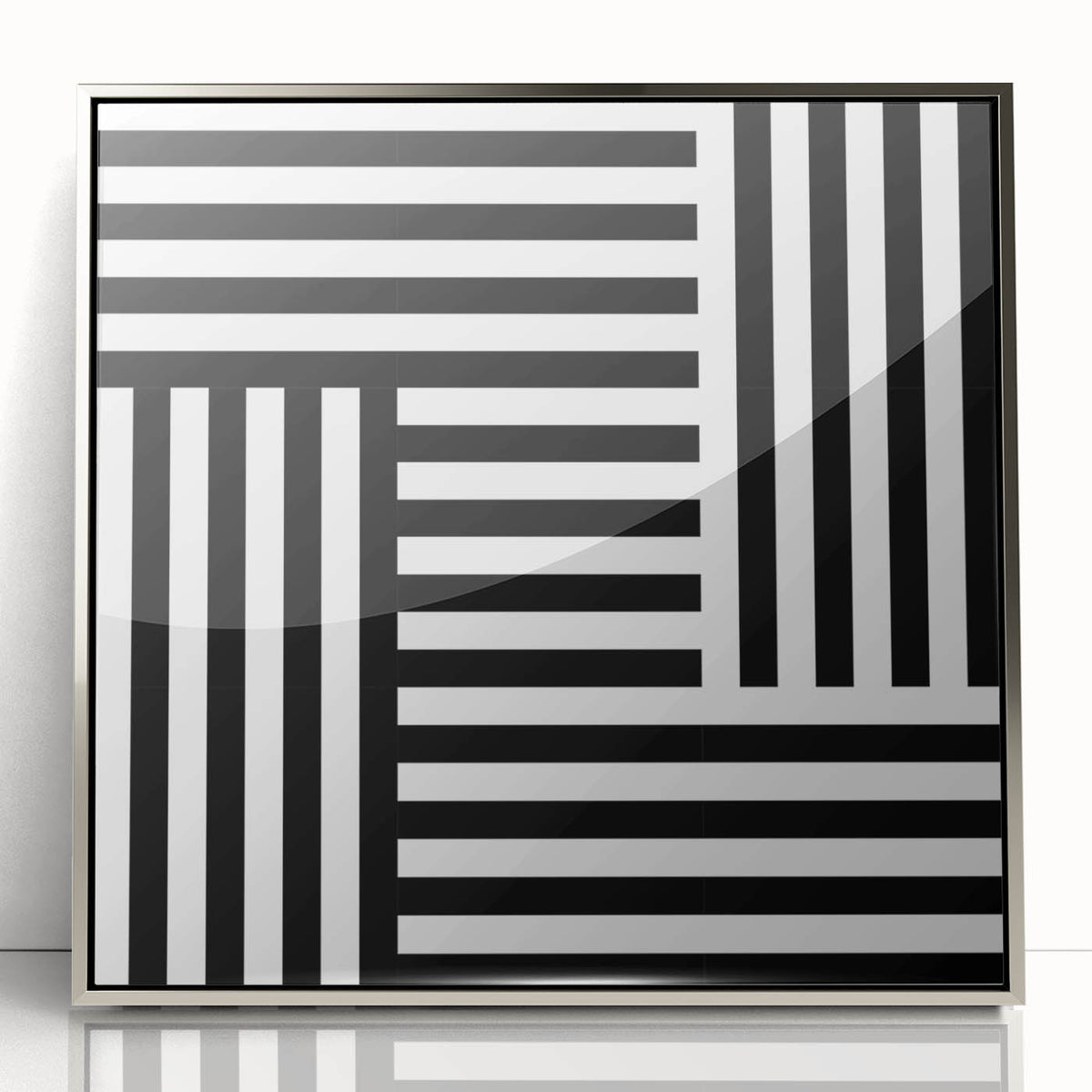 Modern Geometric Abstract Wall Art - Black and White Line Art