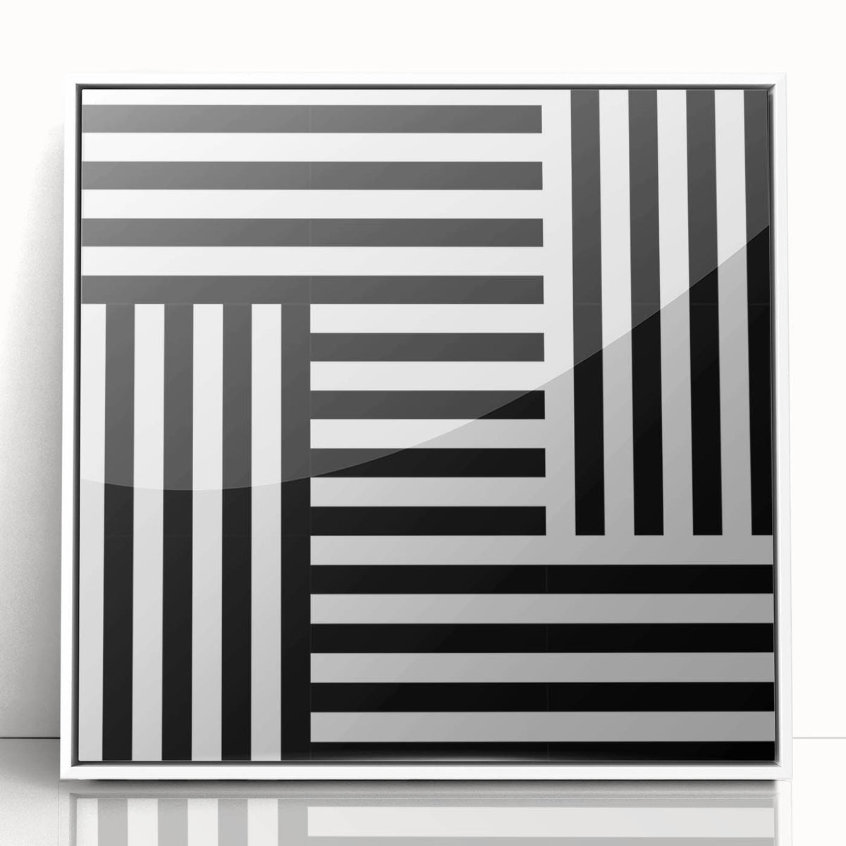 Modern Geometric Abstract Wall Art - Black and White Line Art
