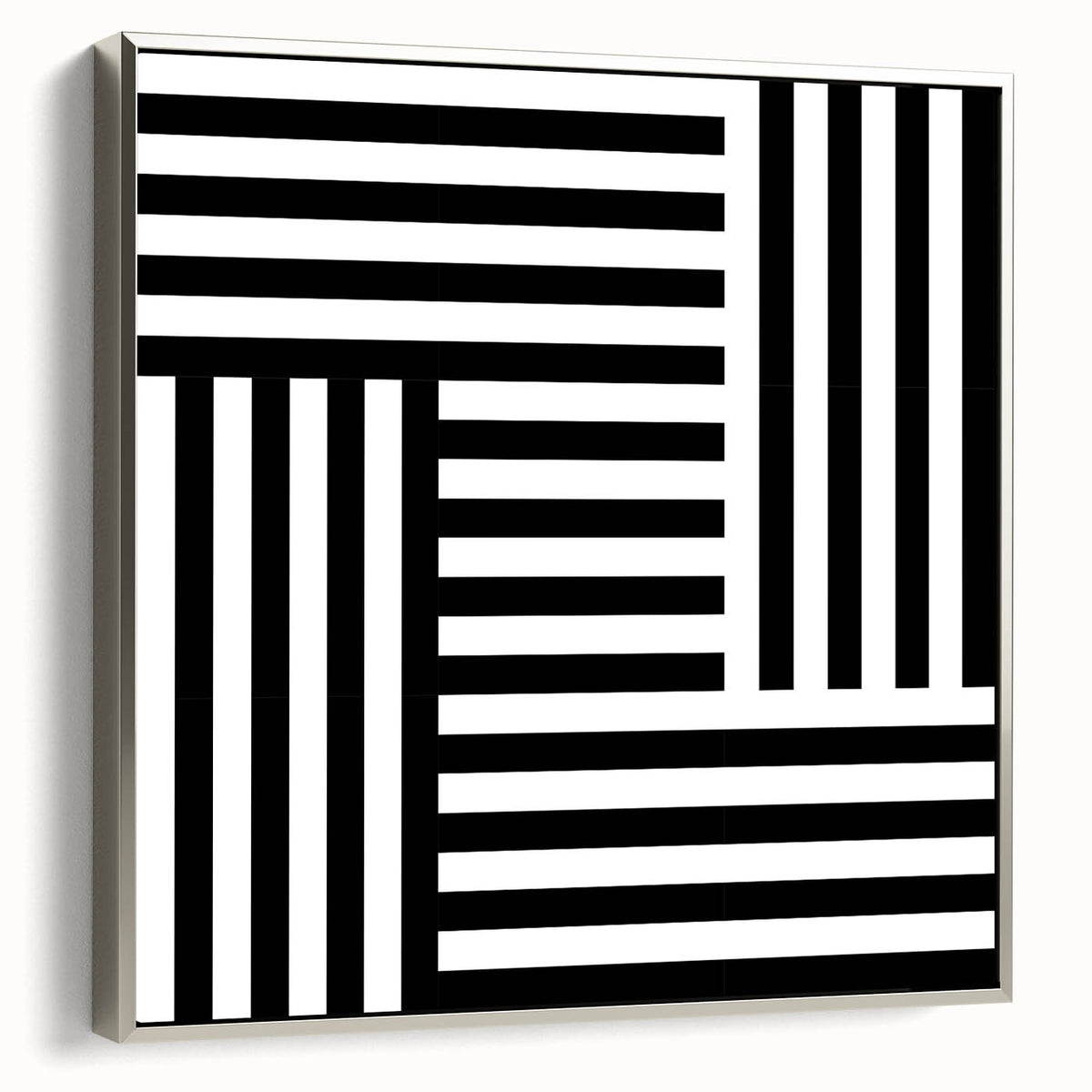 Modern Geometric Abstract Wall Art - Black and White Line Art