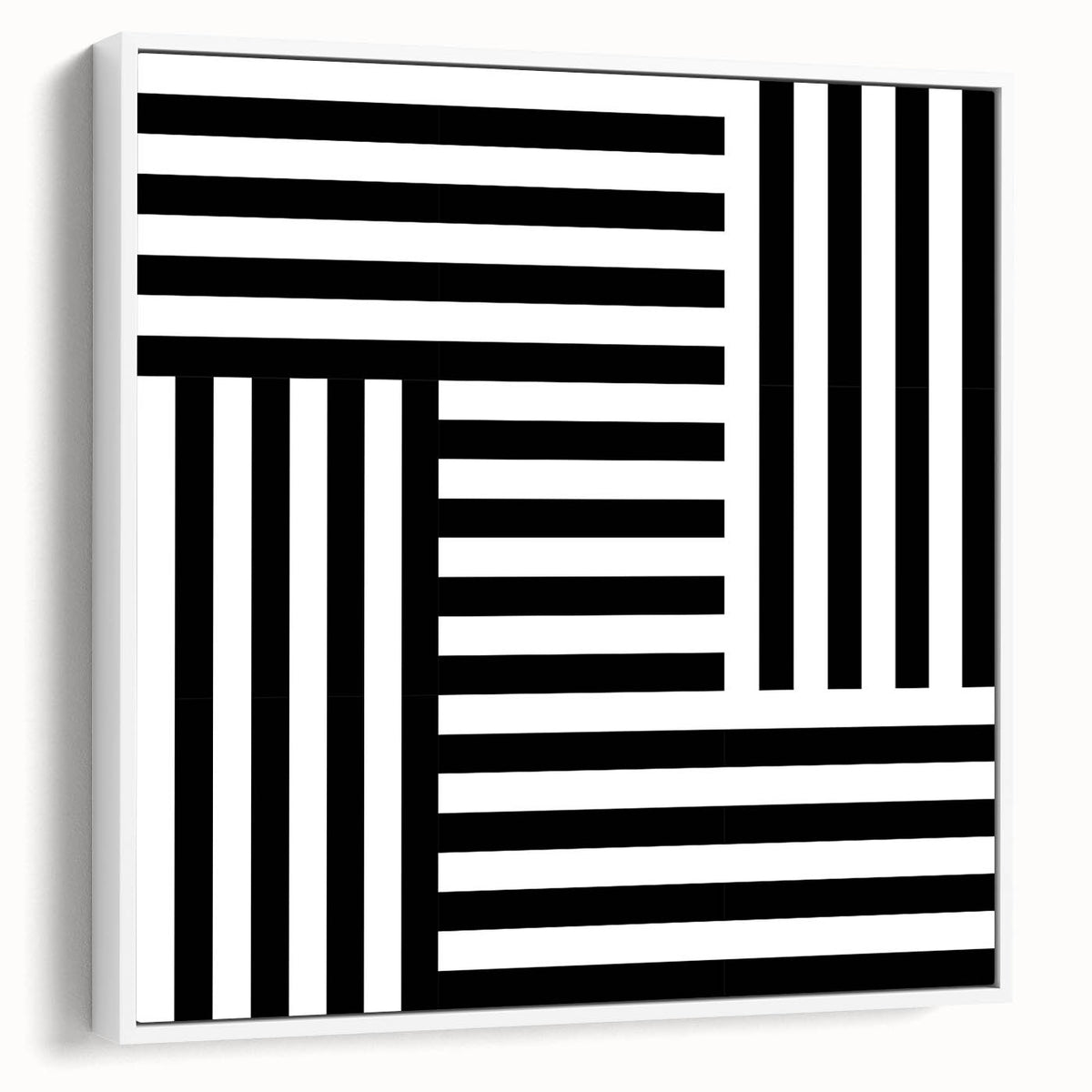 Modern Geometric Abstract Wall Art - Black and White Line Art