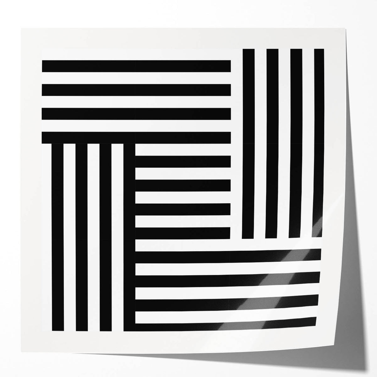 Modern Geometric Abstract Wall Art - Black and White Line Art