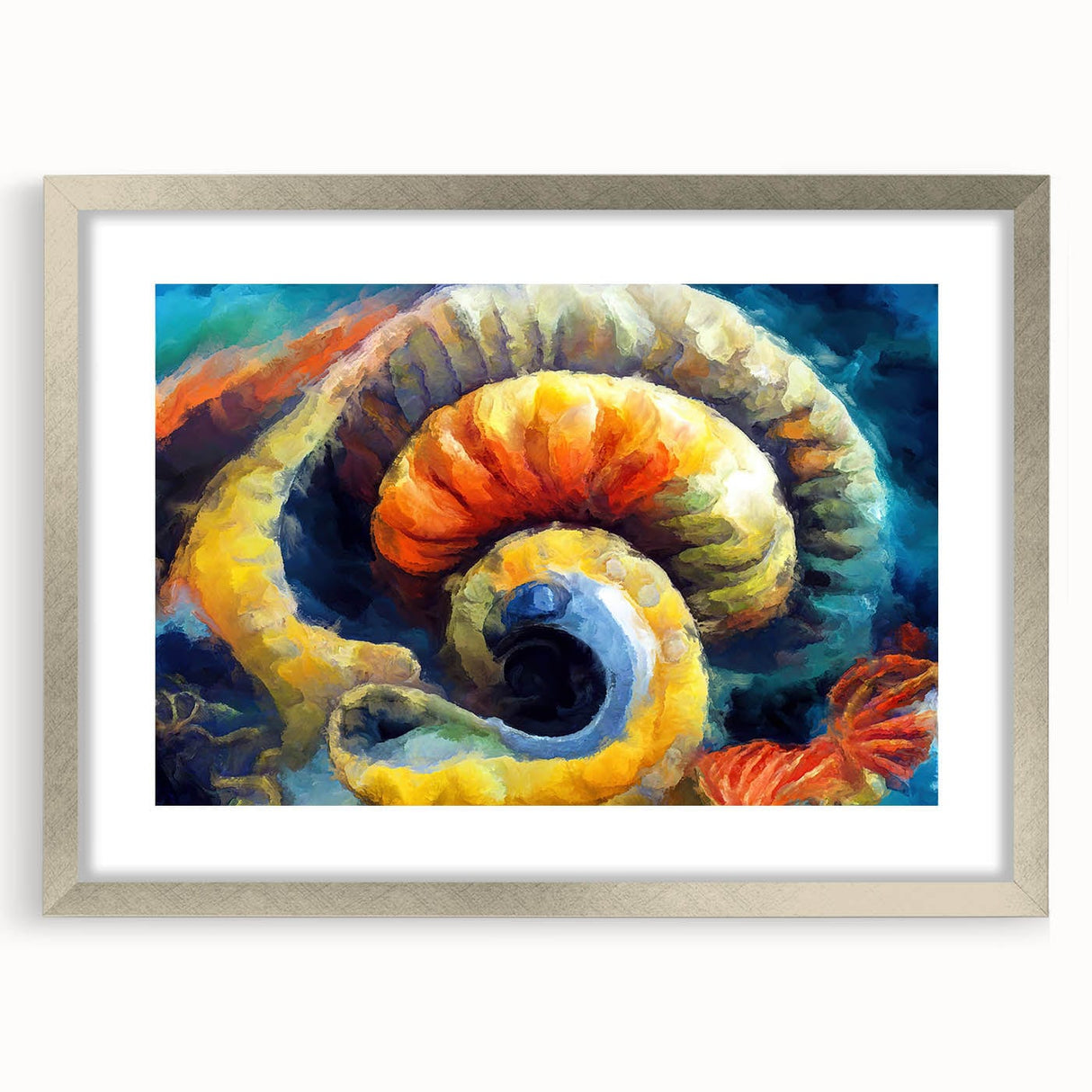 Modern Fluid Art Prints - Fluid Abstract Wall Art in Blue and Yellow