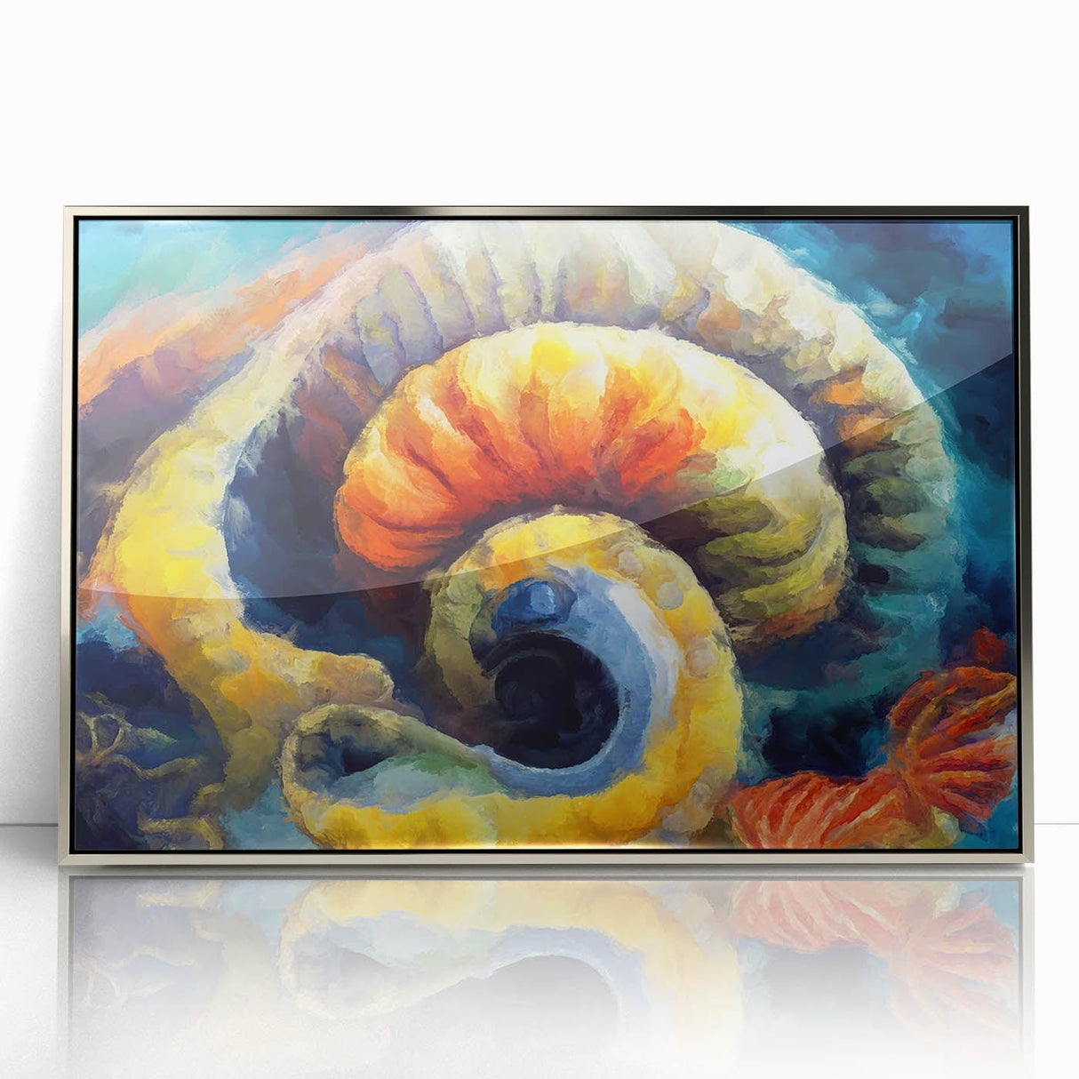 Modern Fluid Art Prints - Fluid Abstract Wall Art in Blue and Yellow