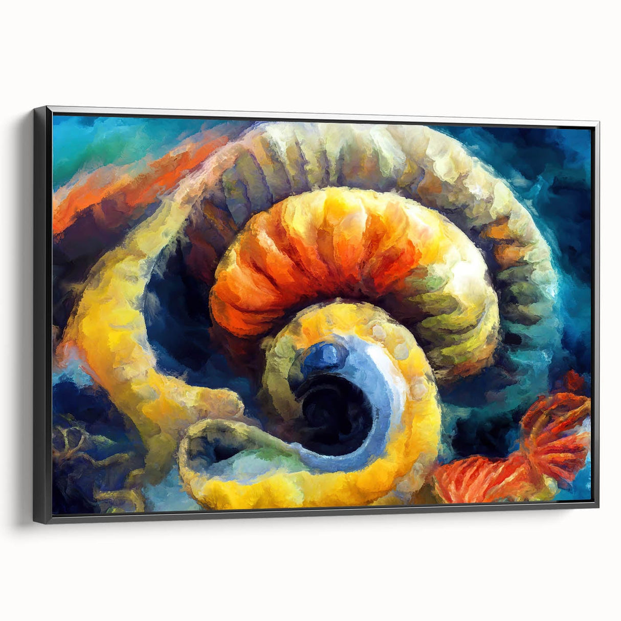 Modern Fluid Art Prints - Fluid Abstract Wall Art in Blue and Yellow