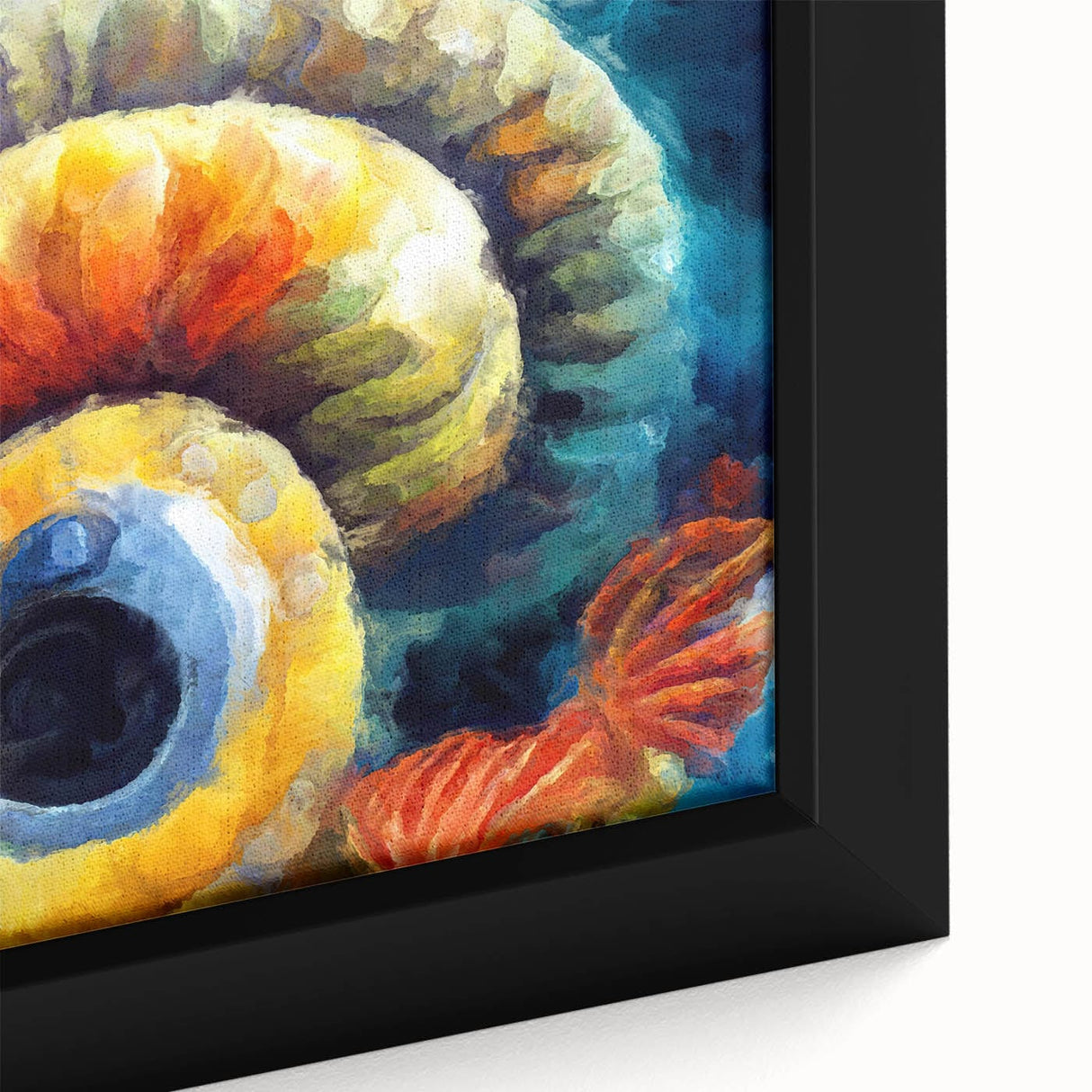 Modern Fluid Art Prints - Fluid Abstract Wall Art in Blue and Yellow