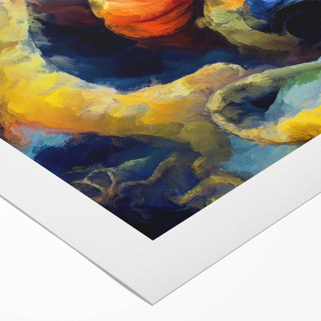 Modern Fluid Art Prints - Fluid Abstract Wall Art in Blue and Yellow