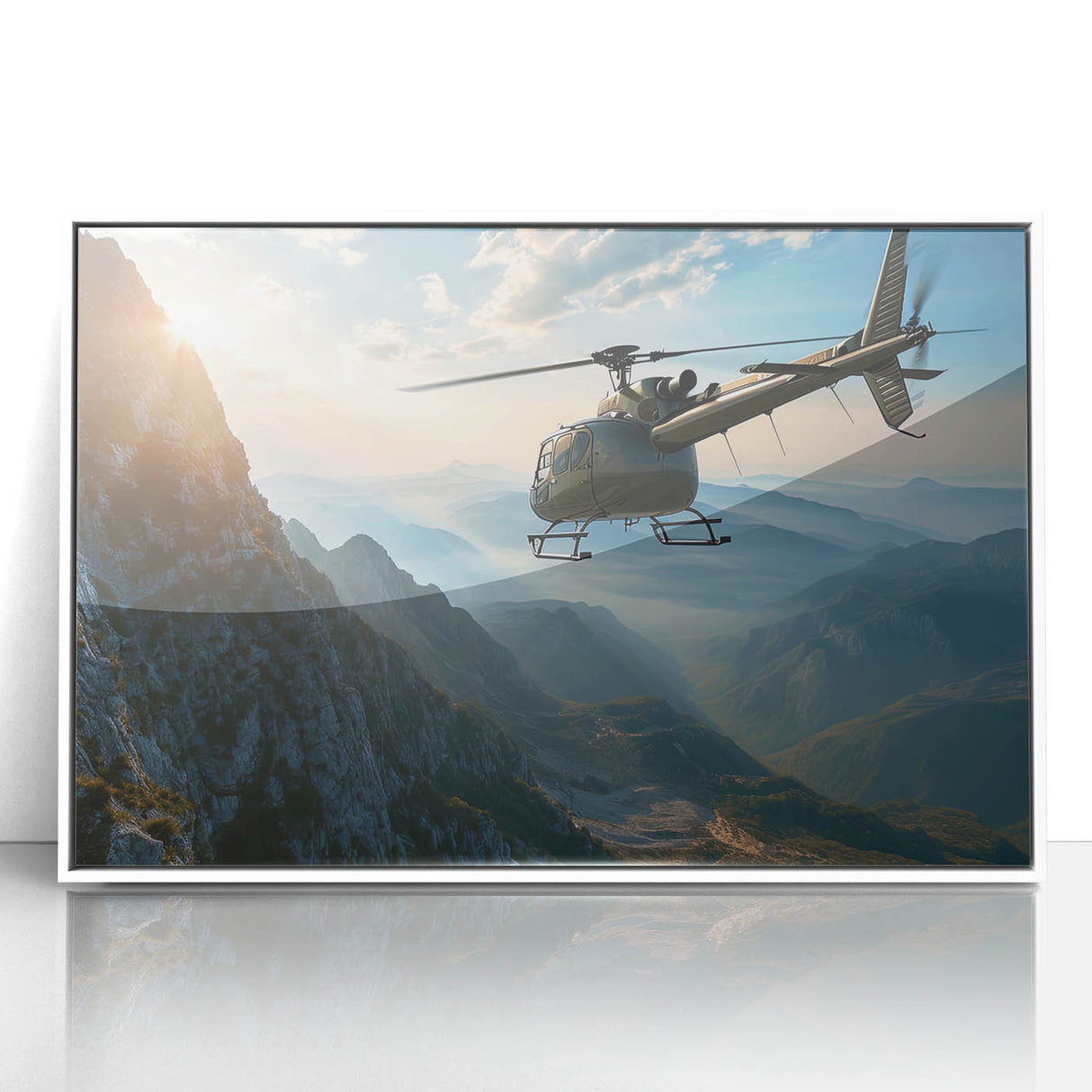 Art deco poster featuring streamlined geometric forms in pastel shades, printed on canvas.