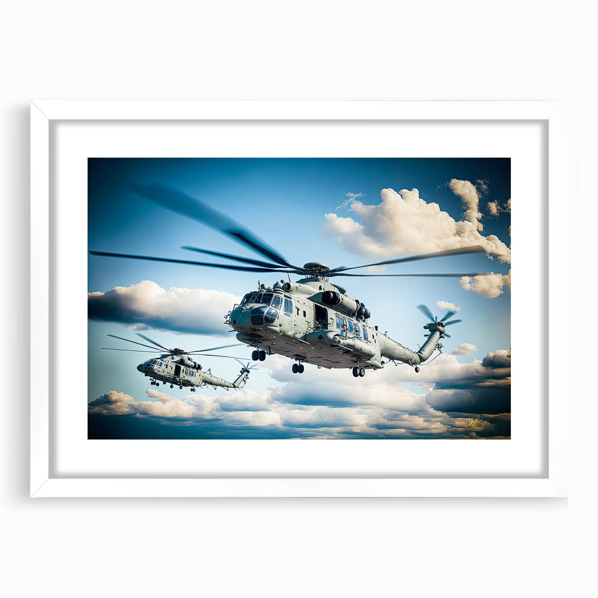 Abstract art print featuring swirls of blue and gray tones on canvas, suited for modern bedroom or dining room decor.