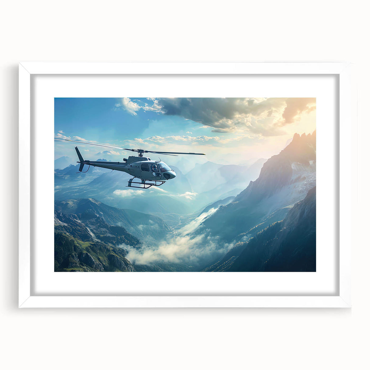 Abstract art print featuring swirling blue and white patterns on a canvas, ideal for modern bedroom or dining room decor.