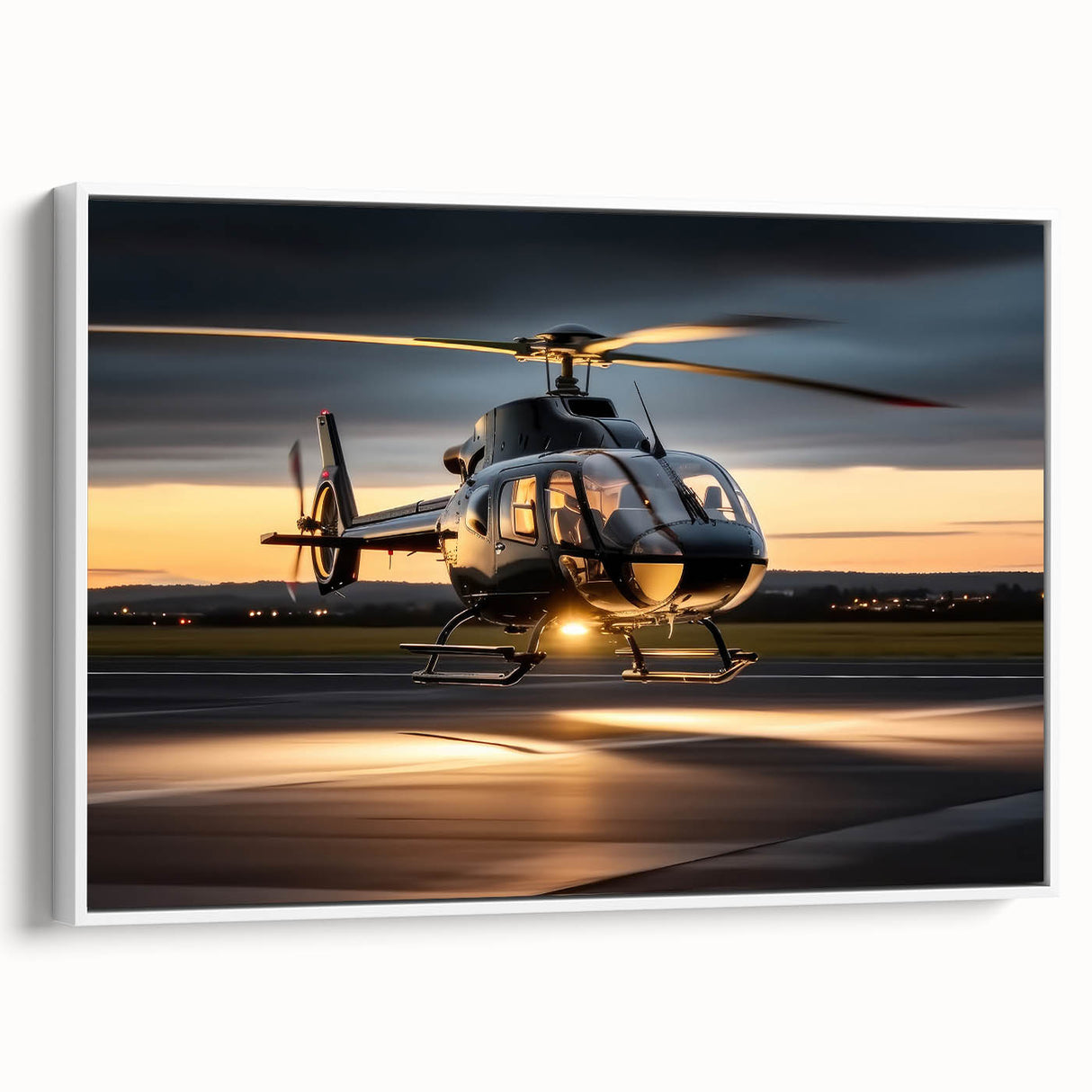 Landscape art painting of a vintage vehicle amidst colorful hills on a black background, ideal for a modern office.