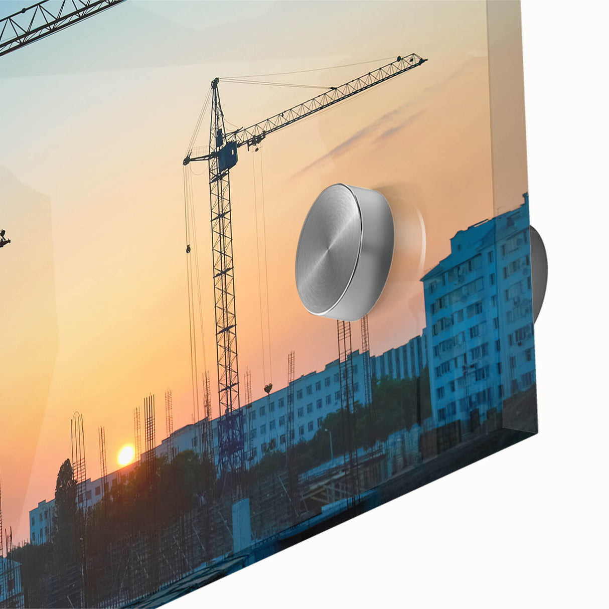 Large abstract wall art in mid-century modernist style, featuring geometric shapes in earth tones.