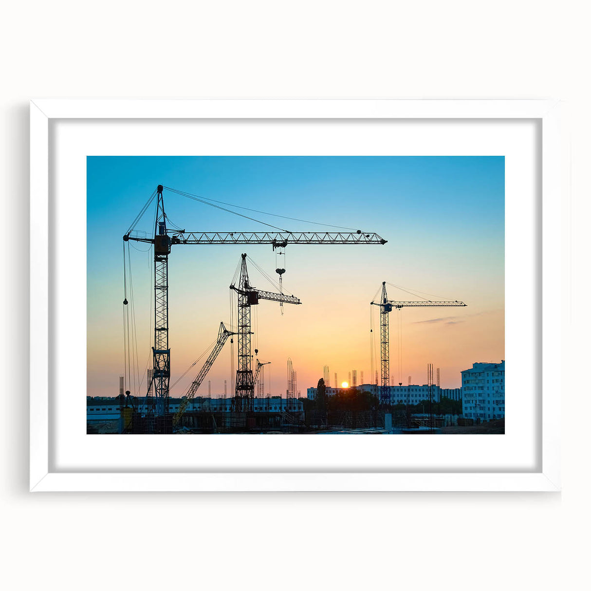 Abstract art print featuring swirling blue and gray tones on canvas, suitable for bedroom or dining room decor.