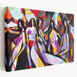 Abstract expressionist wall art collection on stretched canvas, showcasing vibrant colors and dynamic brush strokes, ideal for modern decor.
