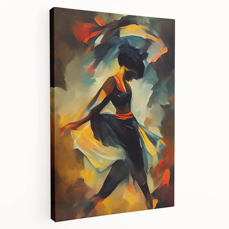 Abstract figurative design canvas wall art showcasing vibrant colors and dynamic shapes, perfect for modern home decor or office spaces.