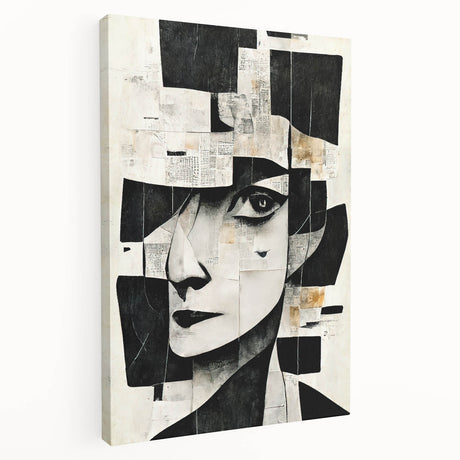 Abstract figurative wall art on stretched canvas showcasing vibrant colors and dynamic shapes, ideal for modern home decor.