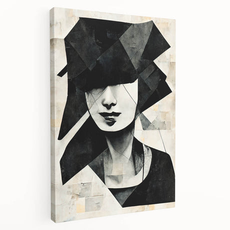 Abstract figurative wall art design on stretched canvas, showcasing vibrant colors and dynamic shapes, perfect for modern home decor.