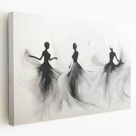 Abstract figurative wall art collection on stretched canvas, showcasing vibrant colors and fluid shapes, perfect for modern home decor.