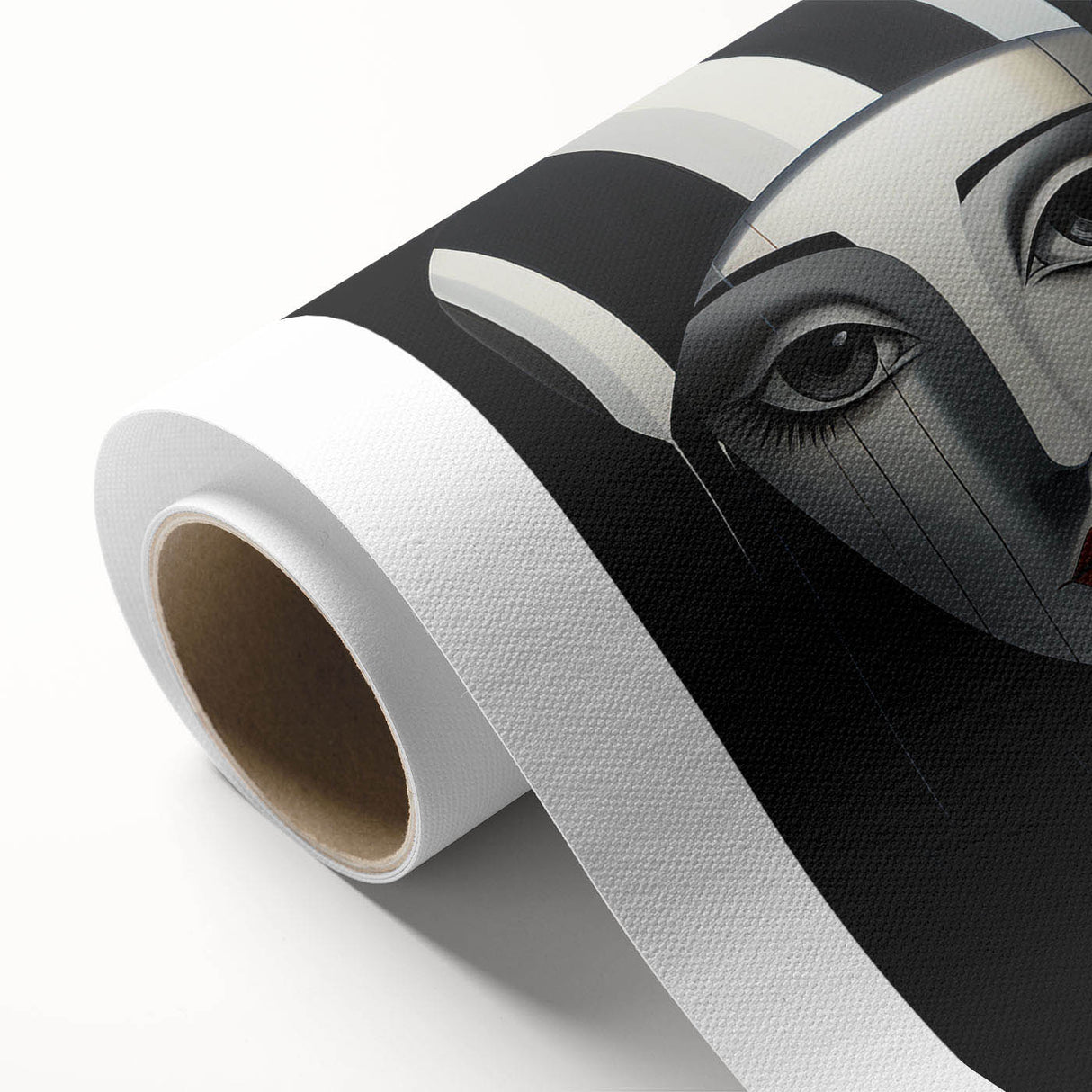 Abstract figurative wall art on rolled canvas showcasing vibrant colors and dynamic shapes, perfect for modern home decor or gallery displays.