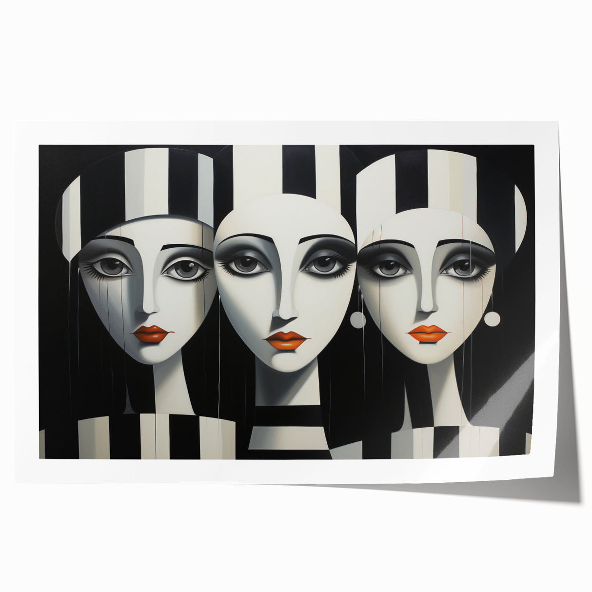 Abstract figurative wall art print showcasing vibrant colors and dynamic shapes, perfect for modern home decor and creative spaces.