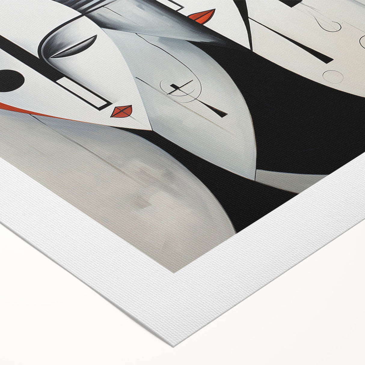 Abstract figurative wall art design on rolled canvas, showcasing vibrant colors and dynamic shapes, ideal for modern home decor.