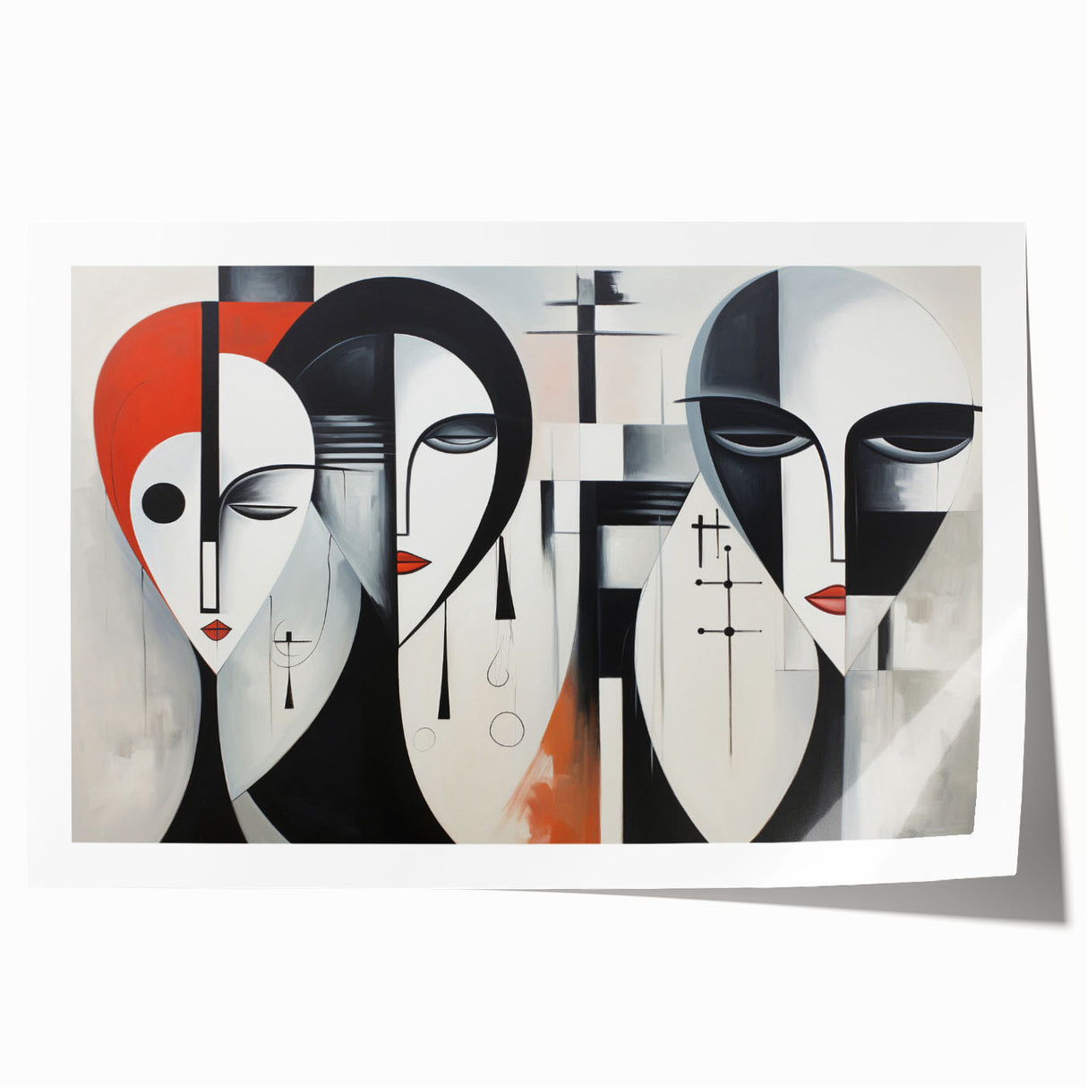 Abstract figurative wall art print showcasing vibrant colors and fluid shapes, rolled and ready for framing, ideal for modern decor.