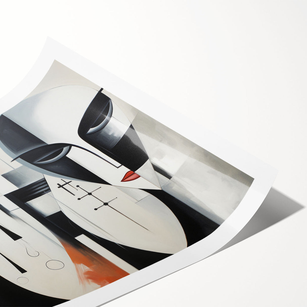 Abstract figurative wall art print showcasing vibrant colors and dynamic shapes, ideal for modern home decor and artistic spaces.