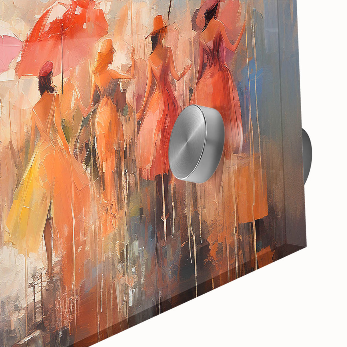 Close-up of an abstract figurative wall art design featuring vibrant colors and fluid shapes, perfect for modern home decor.