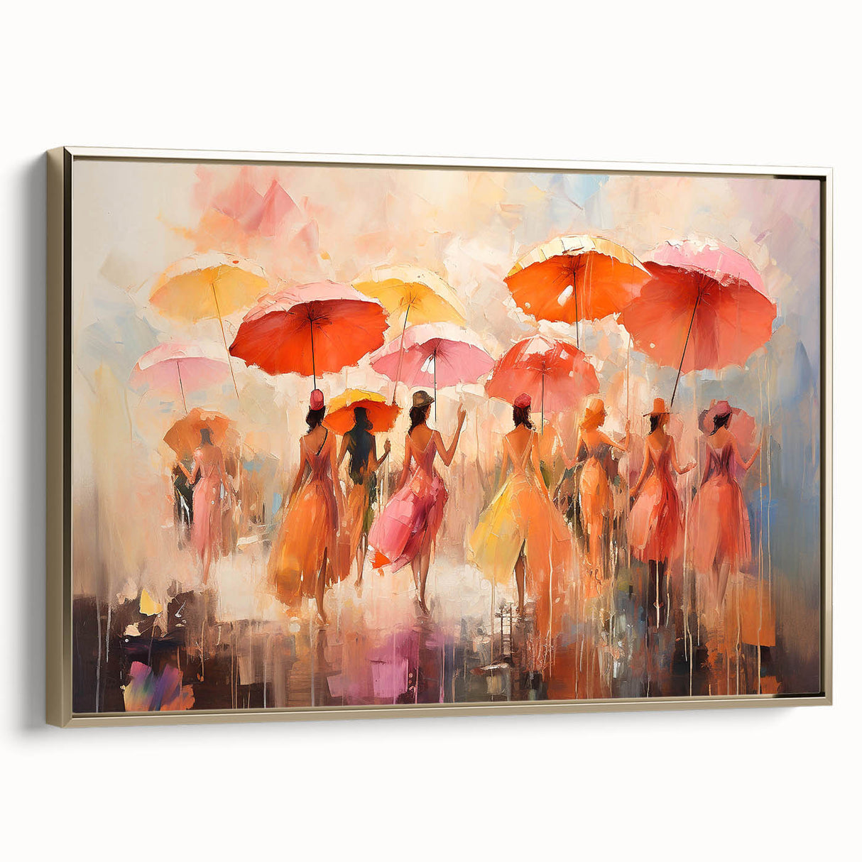 Framed abstract figurative wall art design showcasing a vibrant gold and black color scheme, perfect for modern home decor.