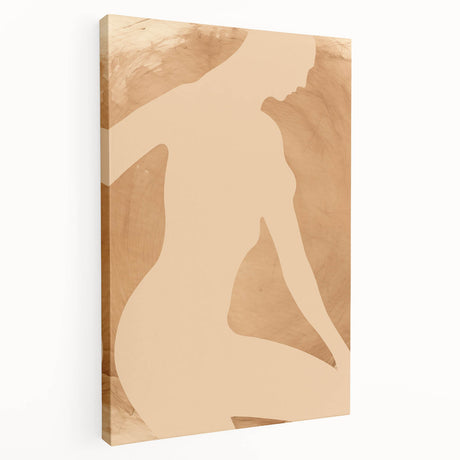 Stretched canvas wall art showcasing an abstract figurative design in vibrant colors, emphasizing modern aesthetics and artistic expression.