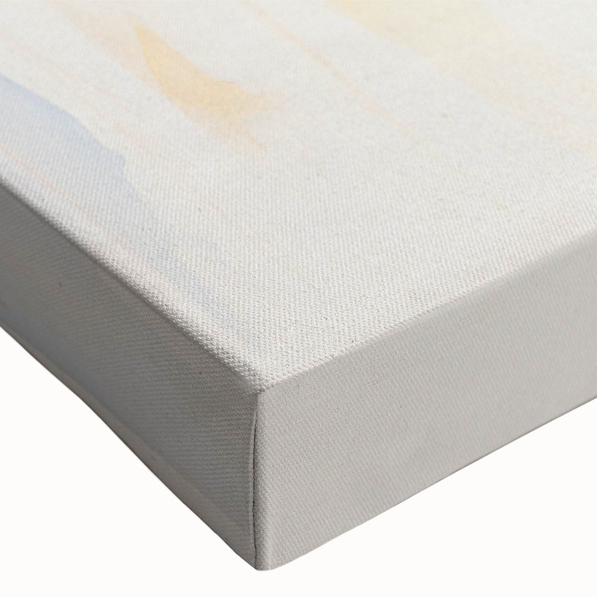 Close-up of a stretched canvas abstract figurative wall art design, showcasing vibrant colors and intricate textures ideal for modern decor.