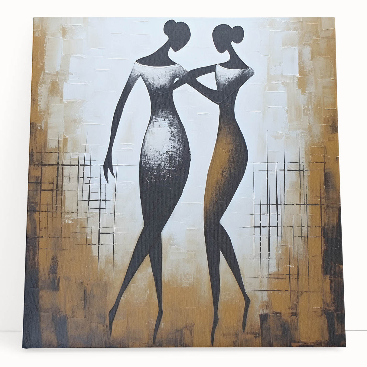 Abstract figurative wall art canvas featuring vibrant colors and dynamic shapes, perfect for modern home decor or artistic display.