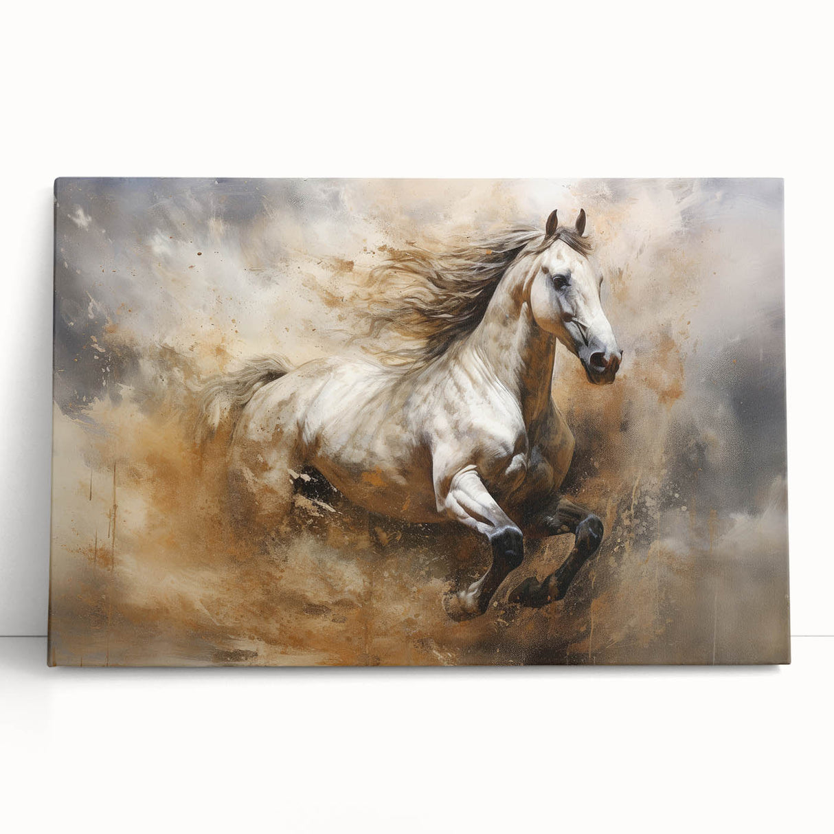 Abstract figurative wall art design on stretched canvas, showcasing vibrant colors and fluid shapes, perfect for modern decor.