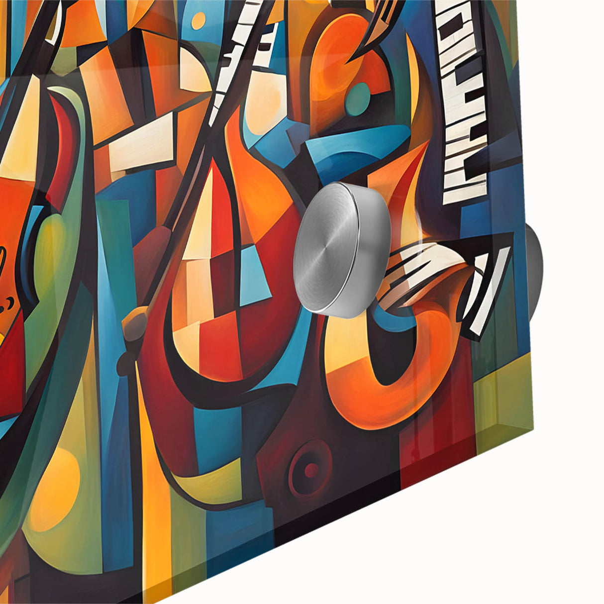 Close-up of an abstract figurative wall art piece showcasing vibrant colors and fluid shapes, designed for modern home decor aesthetics.