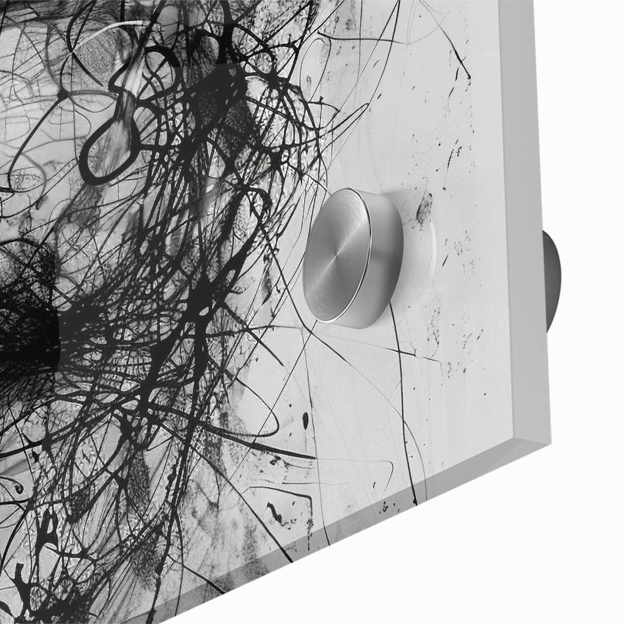 Close-up of abstract figurative wall art design on acrylic glass, showcasing vibrant colors and intricate details, perfect for modern decor.