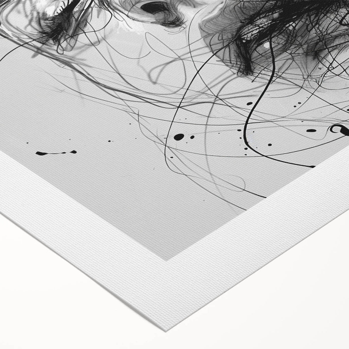 Abstract figurative design wall art on rolled canvas, showcasing vibrant colors and dynamic shapes, ideal for modern home decor.