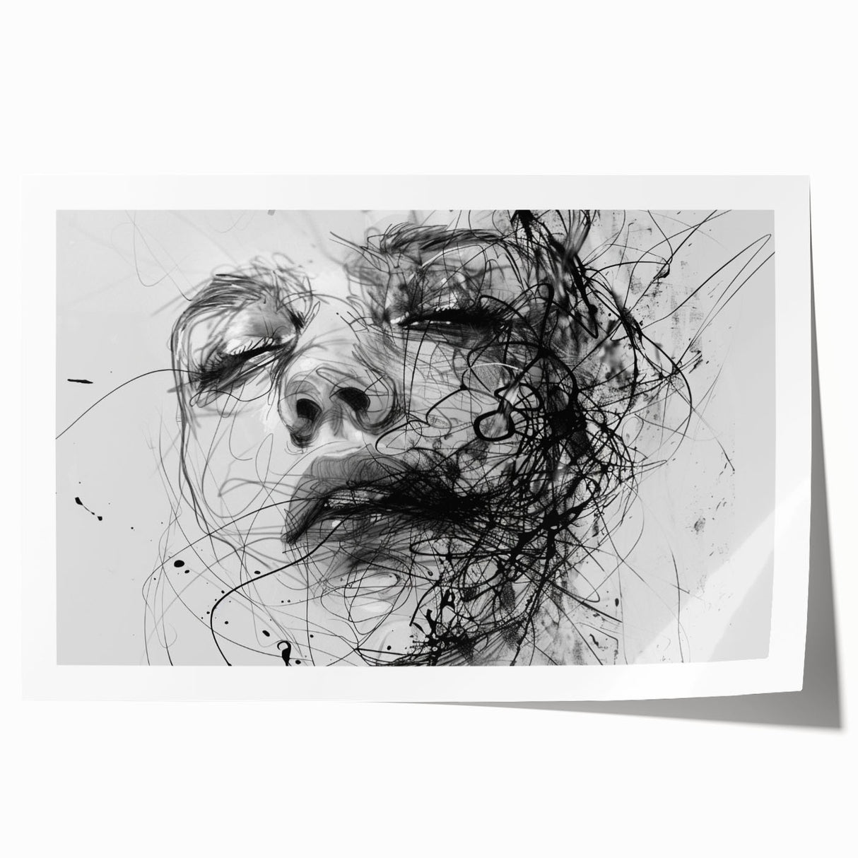 Abstract figurative wall art print showcasing vibrant colors and dynamic shapes, perfect for modern home decor or artistic spaces.