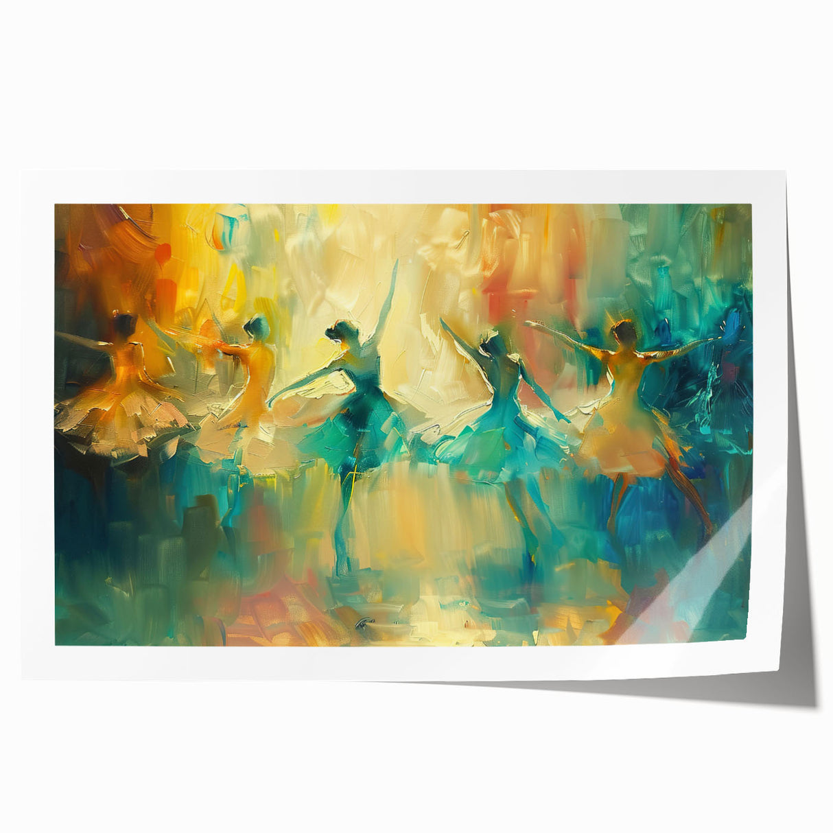 Vibrant abstract figurative wall art print showcasing bold colors and dynamic shapes, perfect for modern home decor or gallery displays.