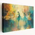 Abstract figurative wall art in a vibrant color palette, showcasing fluid shapes and dynamic lines on a stretched canvas, ideal for modern decor.