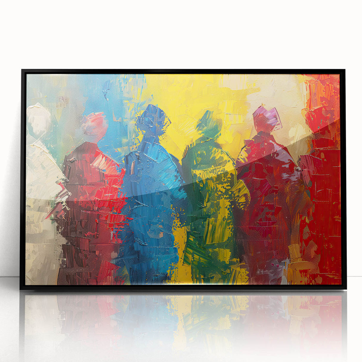 Framed abstract figurative wall art design showcasing a modern black and white aesthetic, perfect for contemporary home decor.