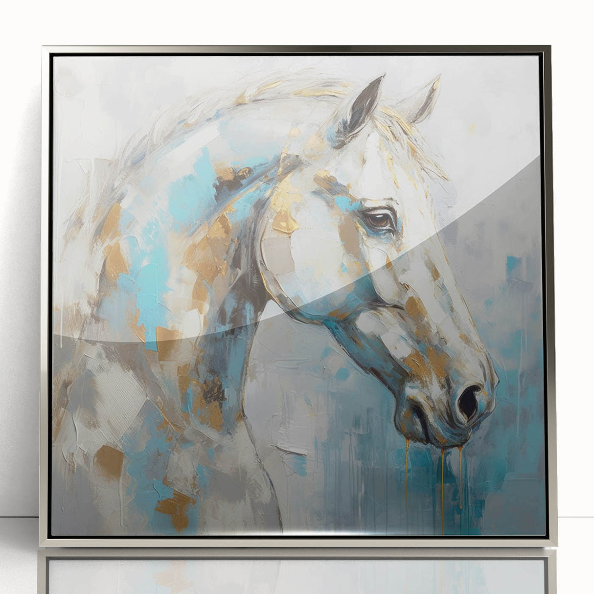 Framed abstract figurative wall art in silver with a sleek design, showcasing modern artistic elements ideal for contemporary decor.