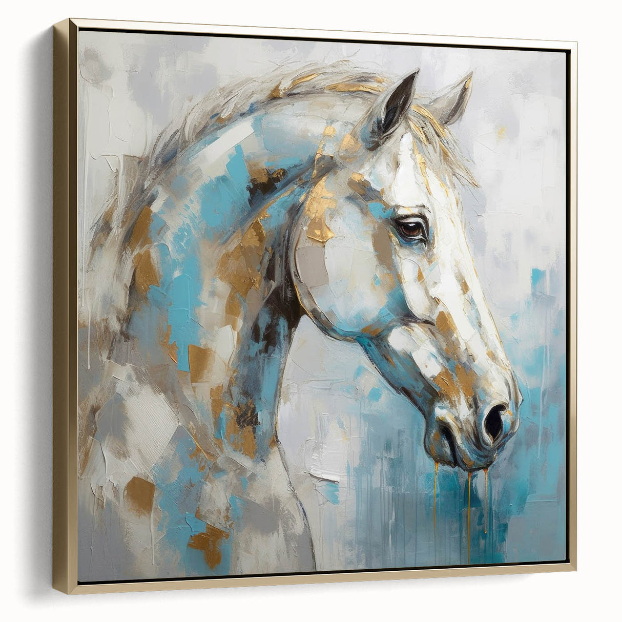 Framed abstract figurative wall art design in gold tones, showcasing a modern aesthetic with elegant curves, ideal for contemporary decor.