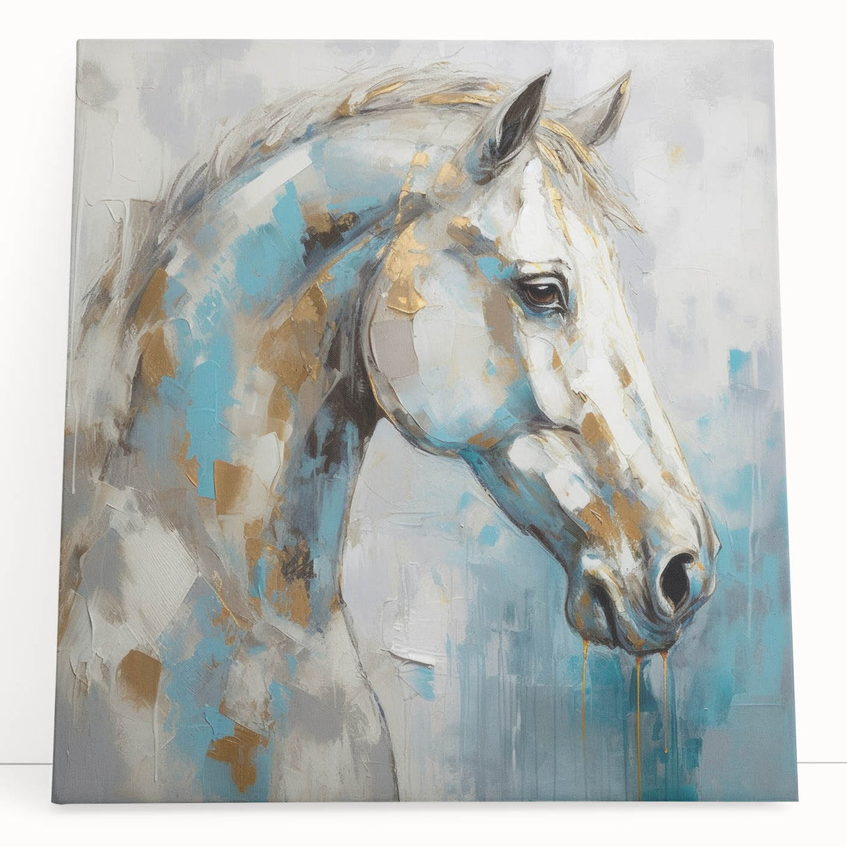 Abstract figurative wall art featuring vibrant colors and dynamic shapes, printed on stretched canvas, perfect for modern home decor.