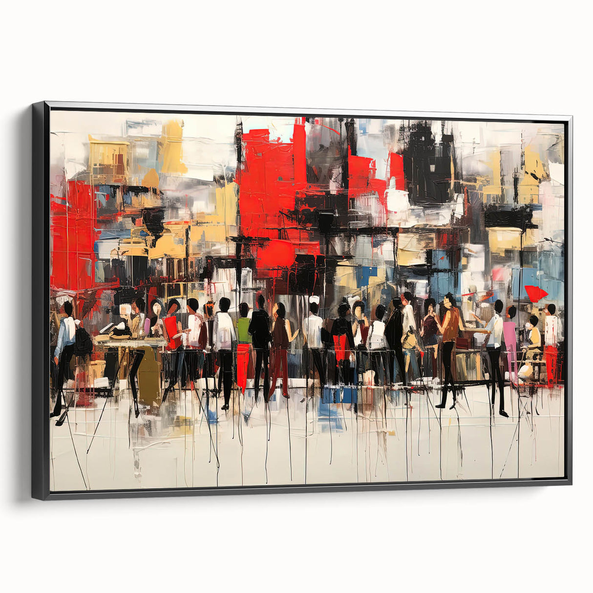 Framed abstract figurative wall art with a modern design in muted colors, showcasing a black side profile, perfect for contemporary decor.