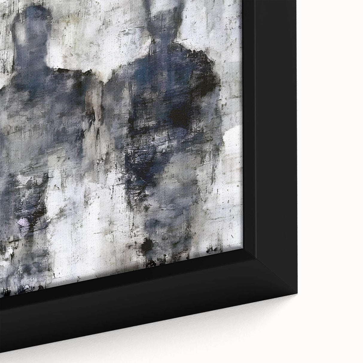 Close-up of an abstract figurative wall art design showcasing vibrant colors and fluid shapes, elegantly framed for modern decor.