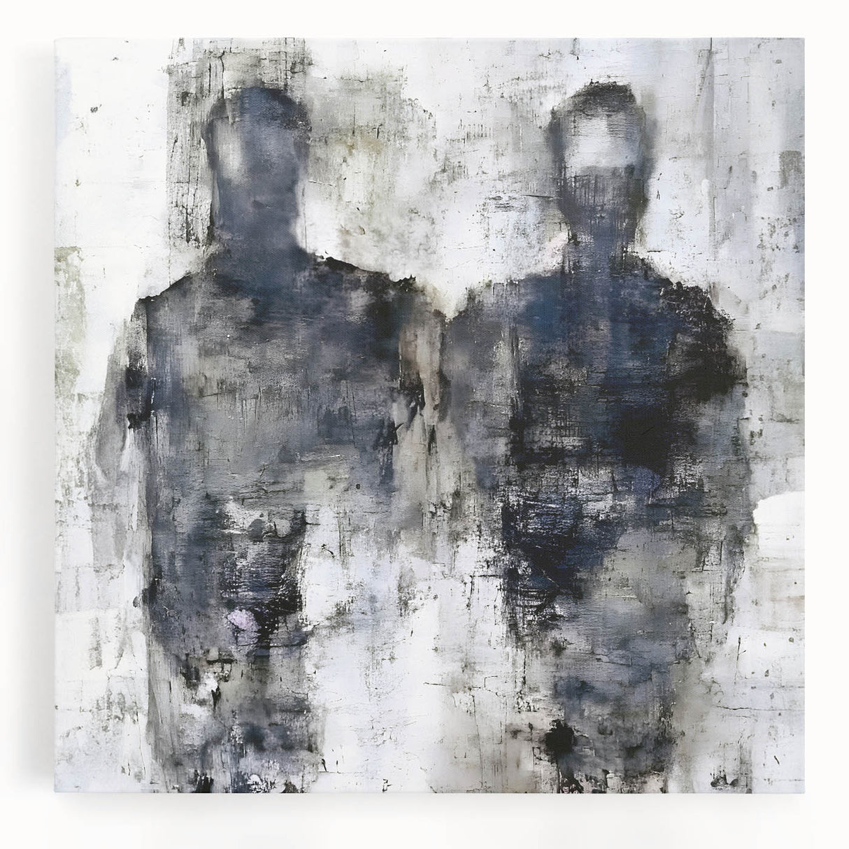 Abstract figurative wall art design on stretched canvas, showcasing vibrant colors and dynamic shapes, perfect for modern home decor.