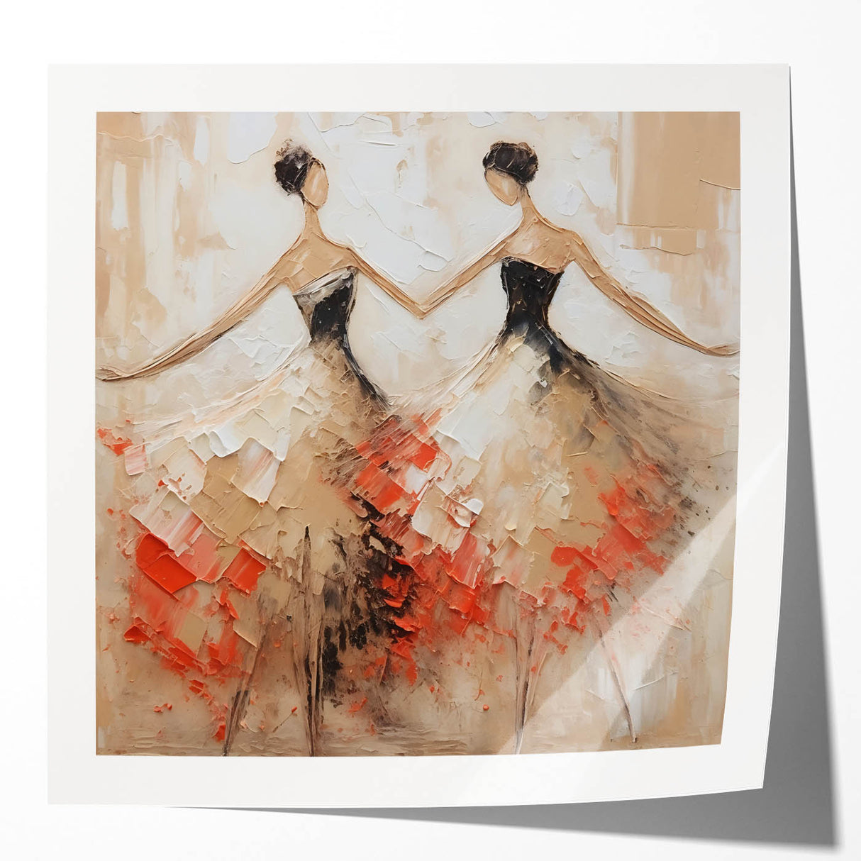 Abstract figurative wall art print showcasing vibrant colors and dynamic shapes, ideal for contemporary home decor and artistic expression.