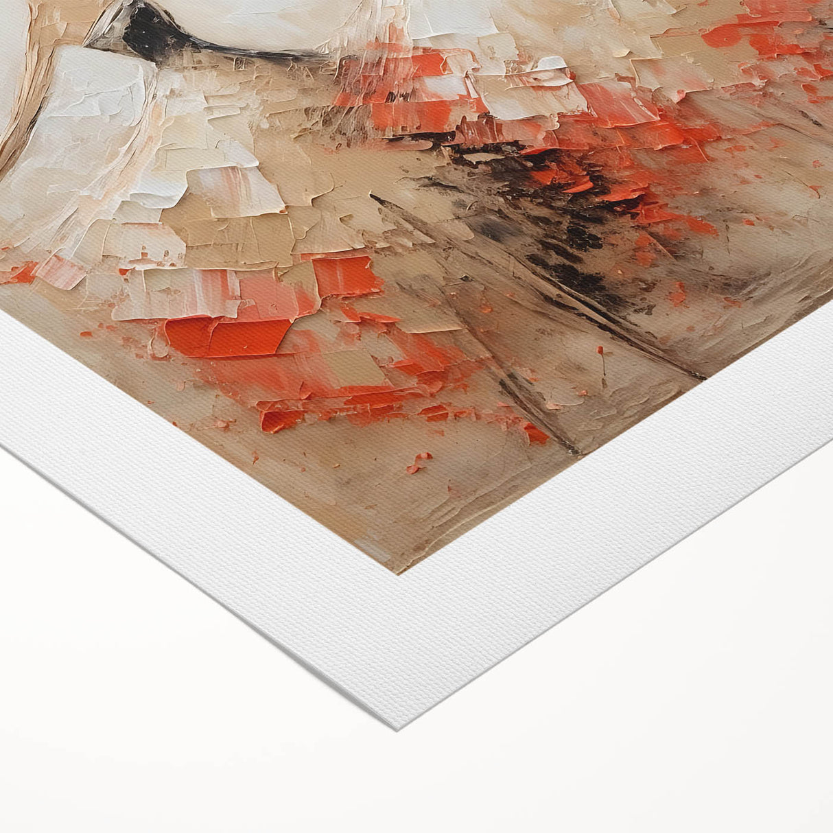 Abstract figurative wall art on rolled canvas showcasing vibrant colors and dynamic shapes, ideal for modern home decor and artistic expression.